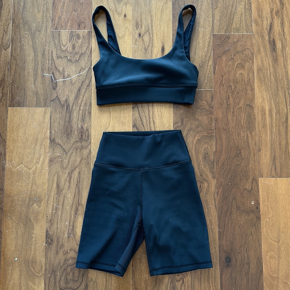 Onia Black Ribbed Workout Set - Picture 3 of 6